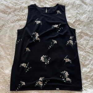 Ann Taylor Black Floral Tank Top